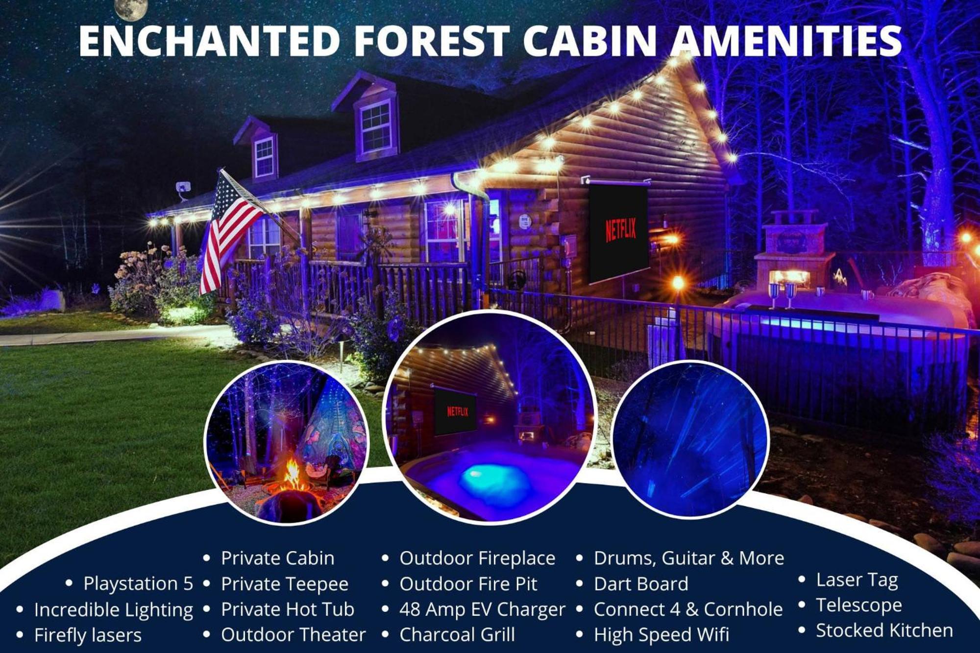 Enchanted Forest Cabin And Teepee! Lights & Laser Show! Private Hot Tub! Unique Stay! Sevierville Buitenkant foto