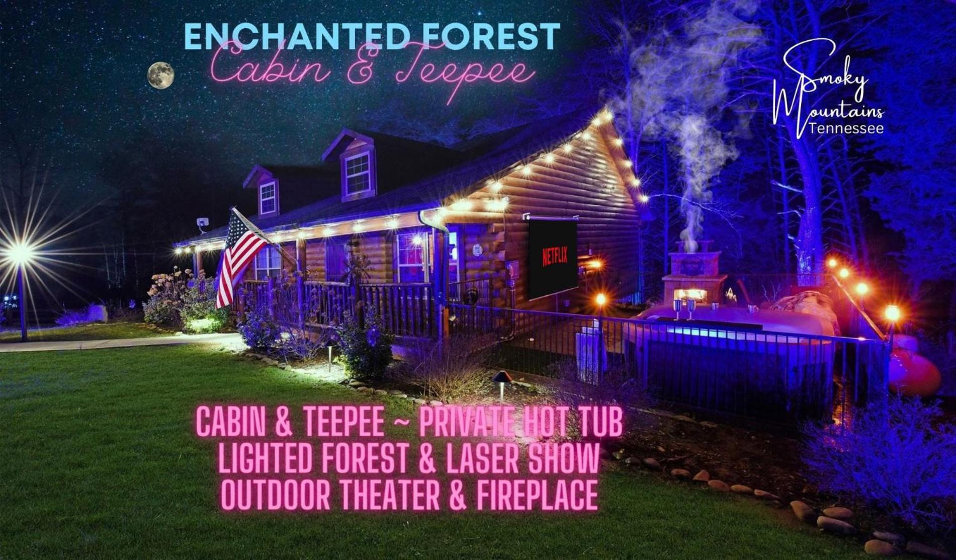Enchanted Forest Cabin And Teepee! Lights & Laser Show! Private Hot Tub! Unique Stay! Sevierville Buitenkant foto